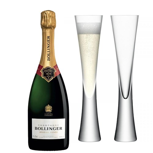 Bollinger Brut Special Cuvee Champagne 75cl with LSA Moya Flutes